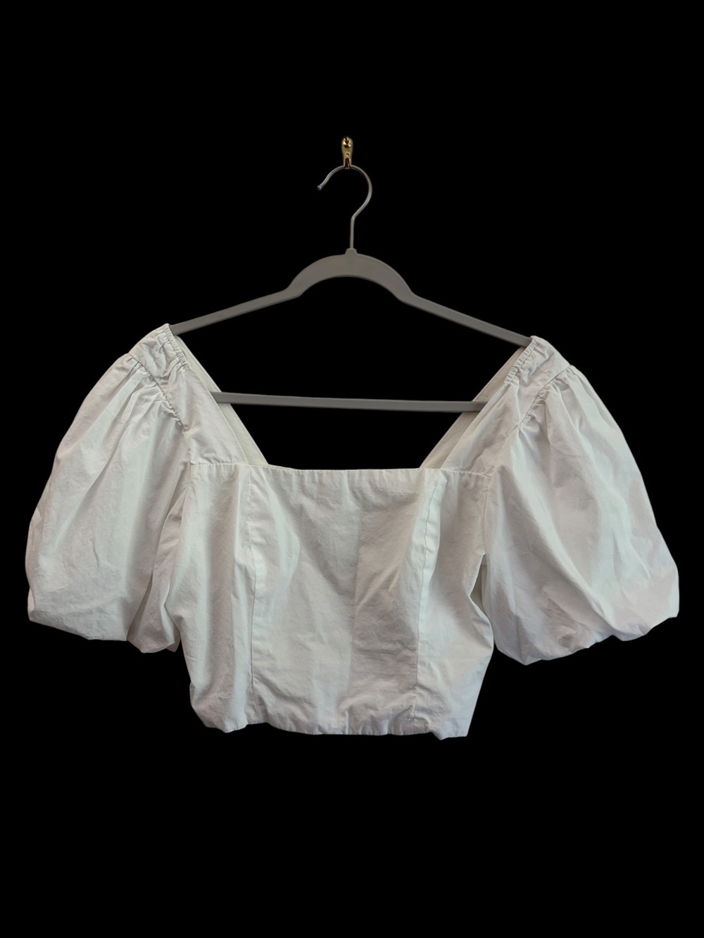 GB Ren Faire Milkmaid White Cotton Puff-Sleeve Square Neck Crop Top Size Medium